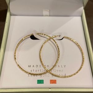 Mia Fiore Made Italy Sterling Silver 18kt Gold Plated Hoop Earrings NEW